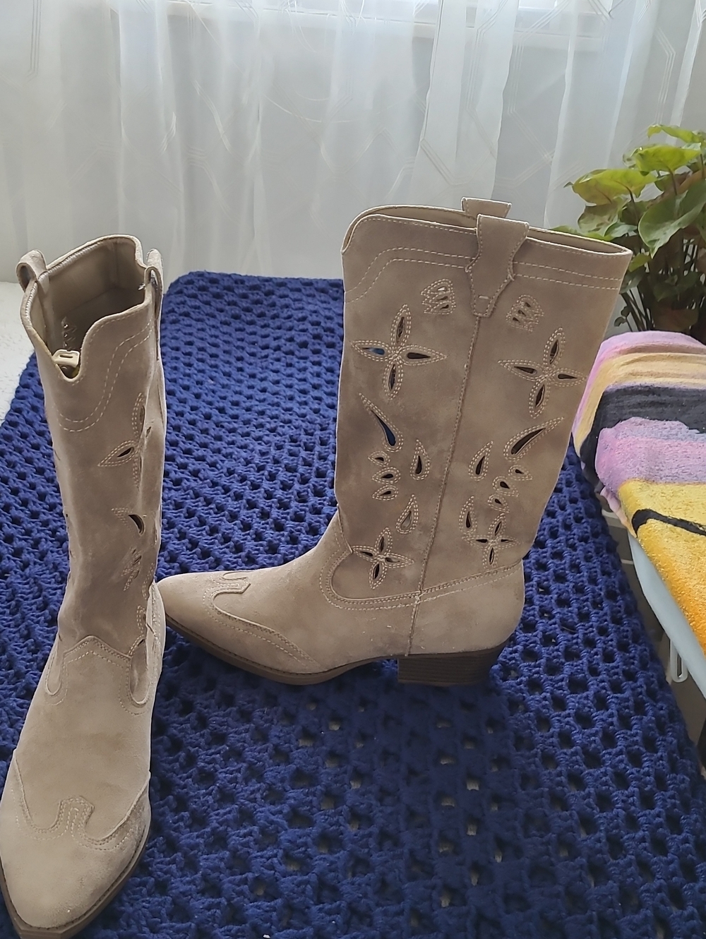 UNIONBAY Taupe Suede Cutout Western Ankle Boots